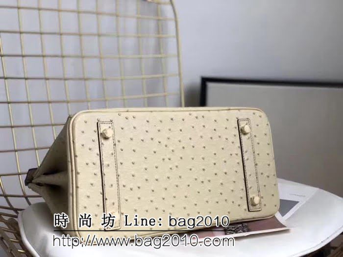 愛馬仕Hermes原版牛皮鴕鳥紋 Birkin 鉑金包 時尚手提包 0AM1011